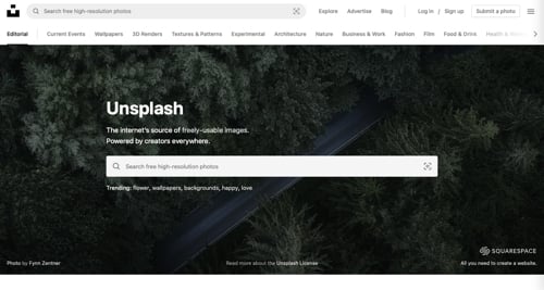 Screenshot of Unsplash stock image search. Screenshot of Unsplash stock image search.