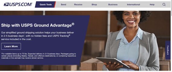 Home page of the USPS