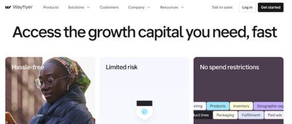 Screenshot of Wayflyer's home page Screenshot of Wayflyer's home page