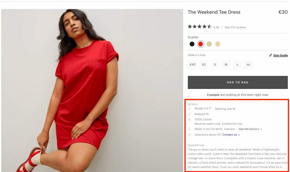 Product page screenshot for The Weekend Tee Dress Product page screenshot for The Weekend Tee Dress