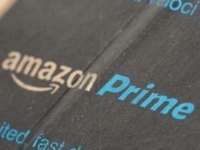 Photo of a Amazon Prime label on a shipping box