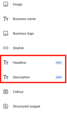 Screenshot of the "Asset" option Screenshot of the "Asset" option