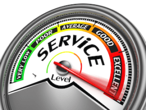 Illustration of a guage showing excellent customer service