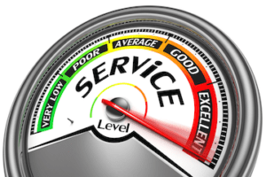 Illustration of a guage showing excellent customer service
